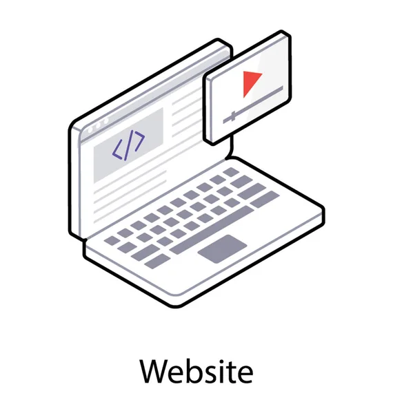 Ícone de vídeo site de vídeo, design isométrico . — Vetor de Stock