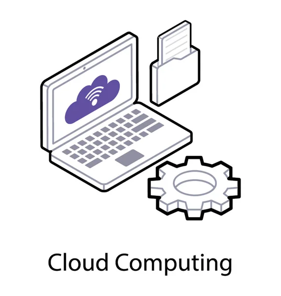 Conception isométrique de l'icône du cloud computing . — Image vectorielle