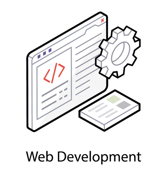 Pictogram voor webontwikkeling, isometrisch ontwerp. — Stockvector