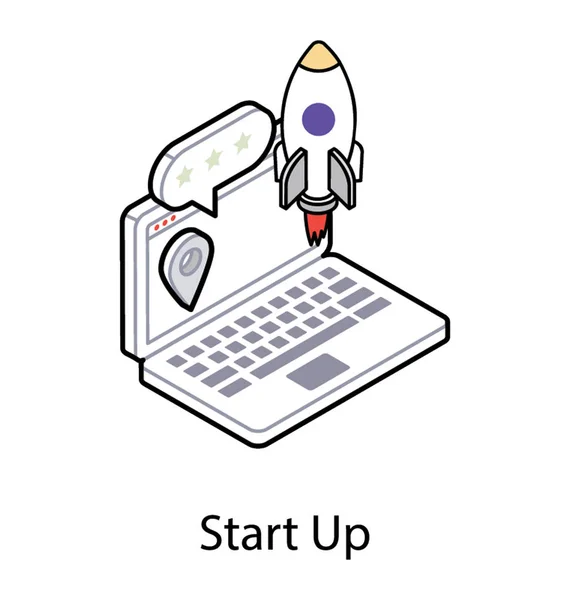 Startup-Symbol im isometrischen Vektordesign. — Stockvektor