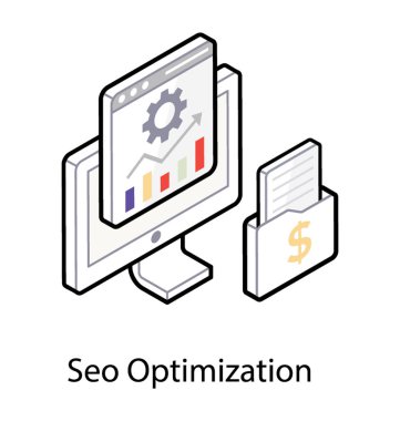 Seo optimizasyonunun İzometrik simgesi
