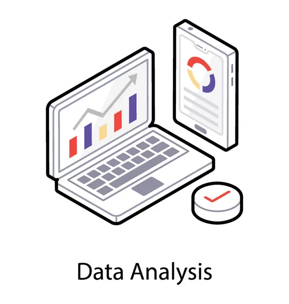 Isometric icon dari analisis data - Stok Vektor