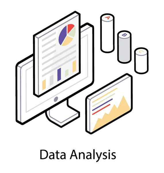 Isometric icon dari analisis data - Stok Vektor