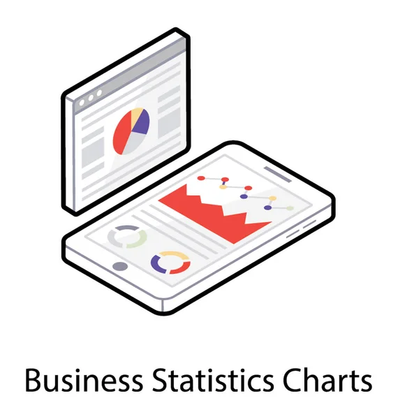 Ícone isométrico do gráfico estatístico de negócios — Vetor de Stock