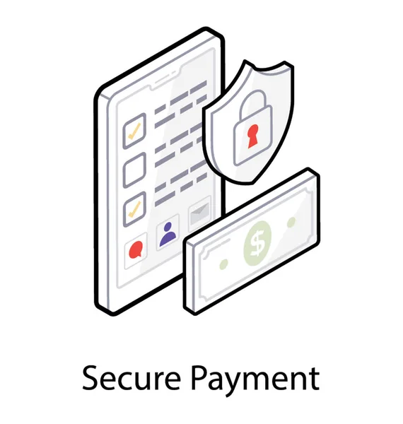 Secure Payment Icon Design, isometrischer Vektor — Stockvektor