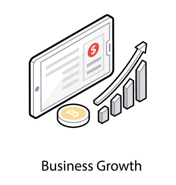 Изометрическая икона роста бизнеса — стоковый вектор