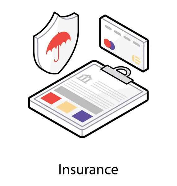Ícone do seguro de negócios em design isométrico — Vetor de Stock