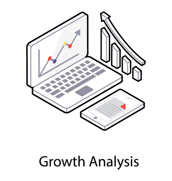 Icono isométrico del análisis del crecimiento — Vector de stock