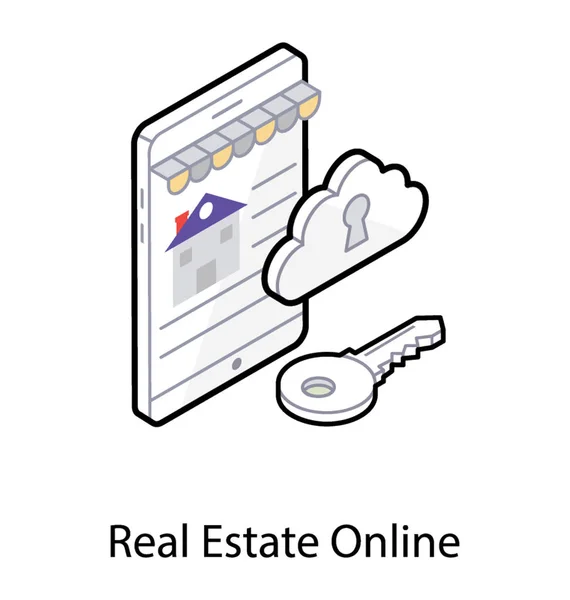 Icon of real estate app in isometric design. — Stock Vector