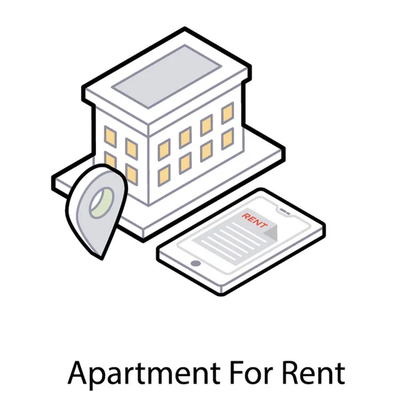 Appartement te huur icon in isometrisch ontwerp. — Stockvector