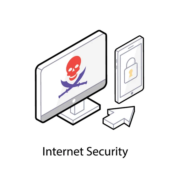 Design de segurança da Internet, ícone isométrico —  Vetores de Stock