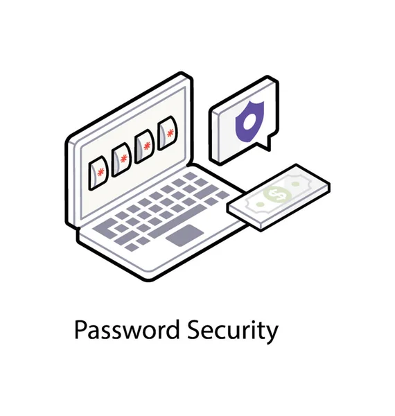 Passwort-Sicherheitsvektor, isometrisches Symbol — Stockvektor
