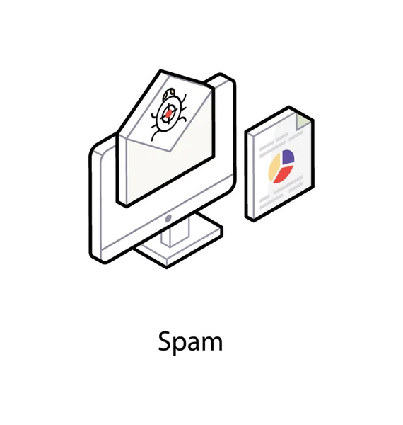 Vector de correo electrónico spam, ícono isométrico — Vector de stock