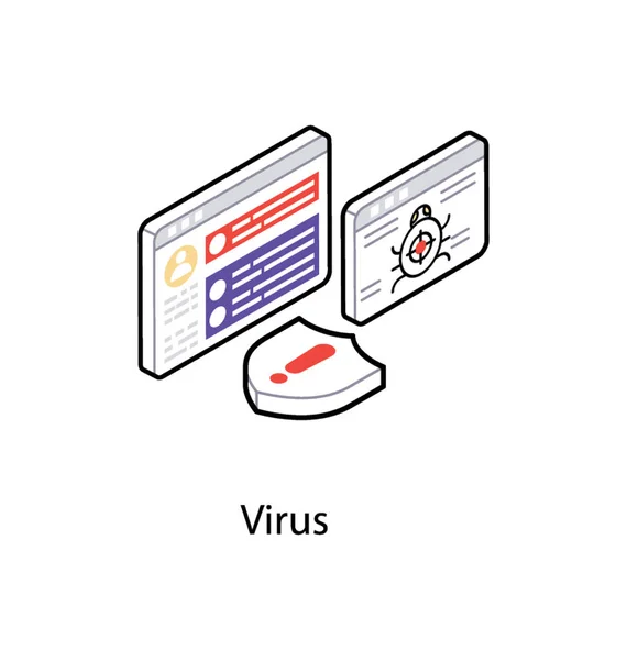 Icône de virus Web, vecteur isométrique — Image vectorielle