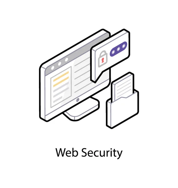 Web güvenlik simgesi, isometrik vektör — Stok Vektör