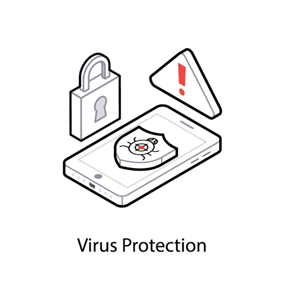 Virus Protection vector, isometrisch pictogram — Stockvector
