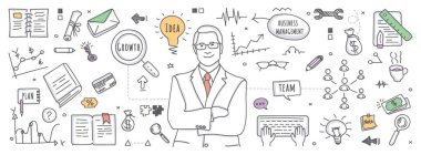 Doodle illüstrasyonda işletme yönetimi