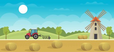 Doğa Peyzaj veya tarım illüstrasyon