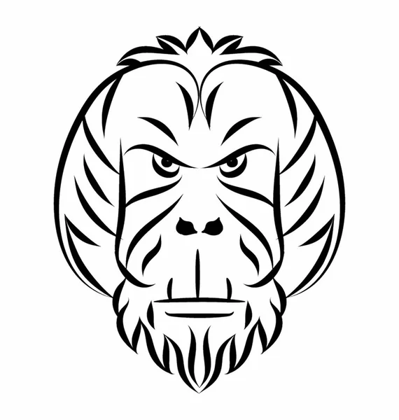 Tête sauvage d'orang-outan — Image vectorielle
