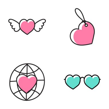 Romantik Sevgililer günü doodle vektörler