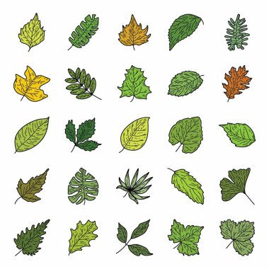 Green Leaves Icons Set clipart