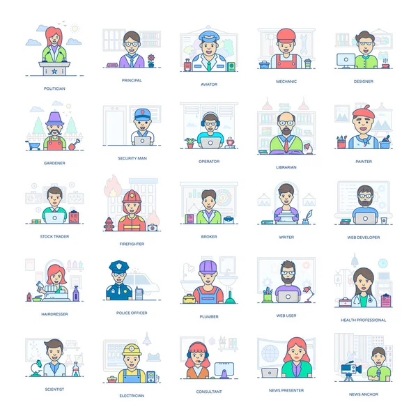 Professional People Icons Set — Stock Vector