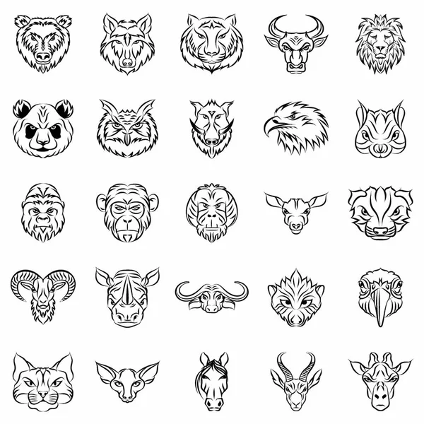 Zwierzęce maskotka ikony rysunkowe — Wektor stockowy