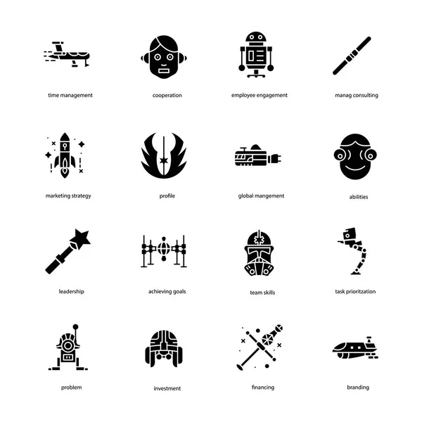 Star War Filled Icons Pack — Stock Vector