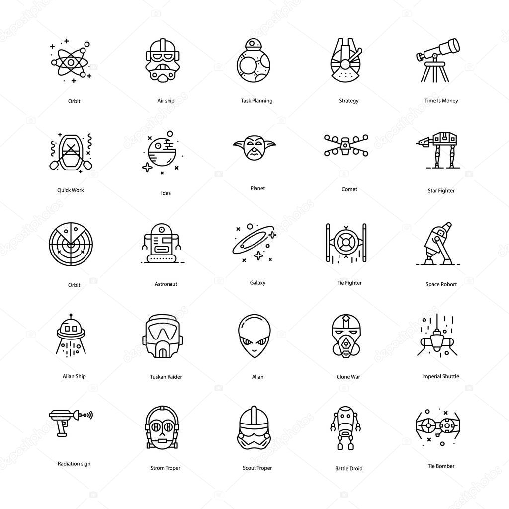Star War Line Icons Pack