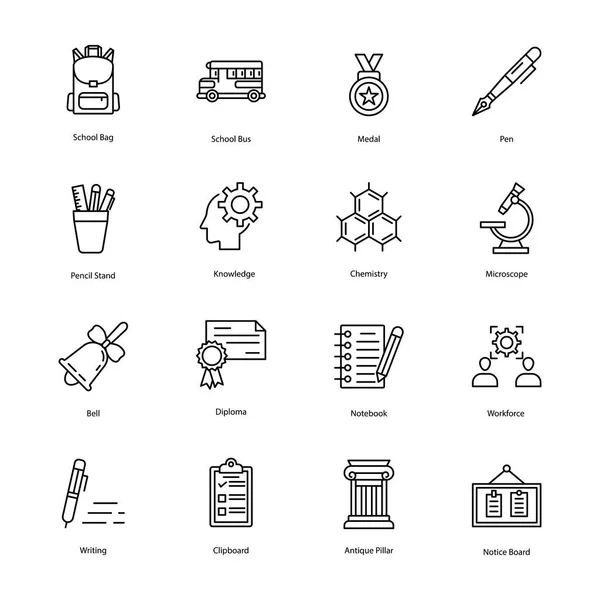 Línea de educación iconos conjunto — Vector de stock