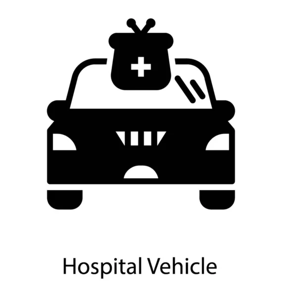 Krankenhaus Fahrzeug Glyphen Design Ikone — Stockvektor