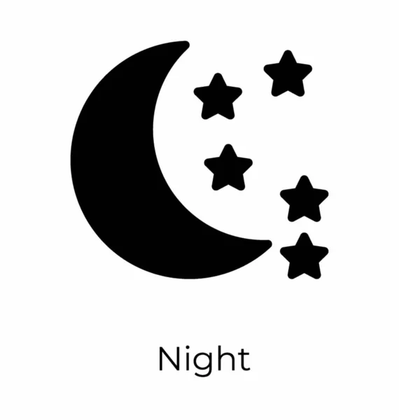 Nacht Icon Design Gefüllter Vektor — Stockvektor