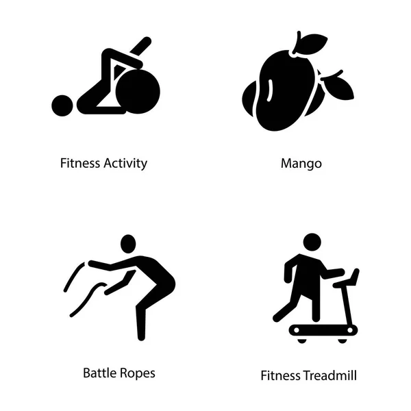 Iconos del plan de entrenamiento y dieta — Archivo Imágenes Vectoriales