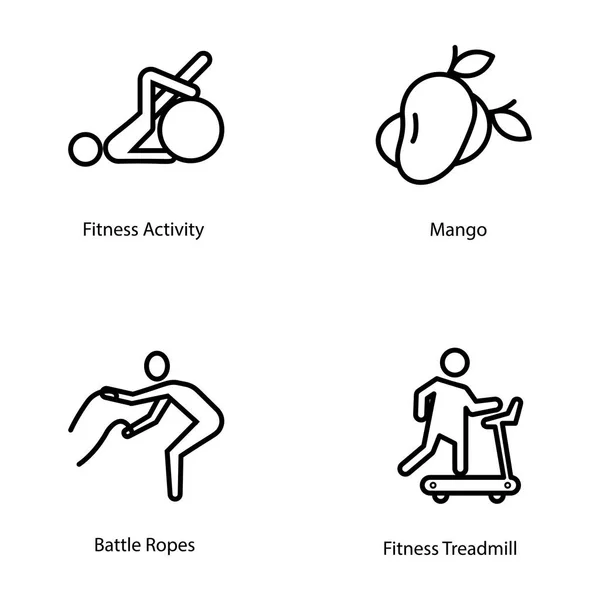 Iconos del plan de entrenamiento y dieta — Vector de stock