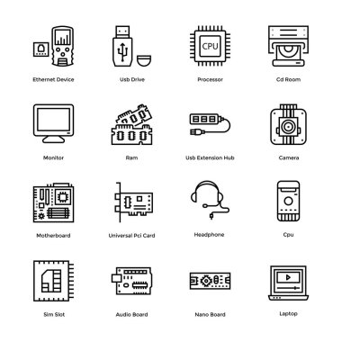 Bilgisayar Donanım Vektör Simgeleri Paketi