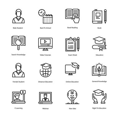 Eğitim Hattı Vektör Simgeleri Paketi
