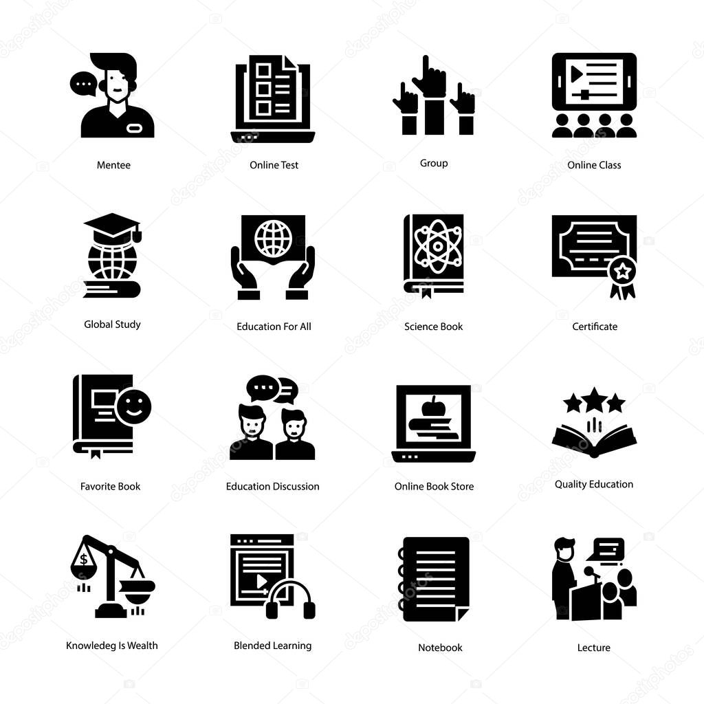 Education Solid Vector Icons Set