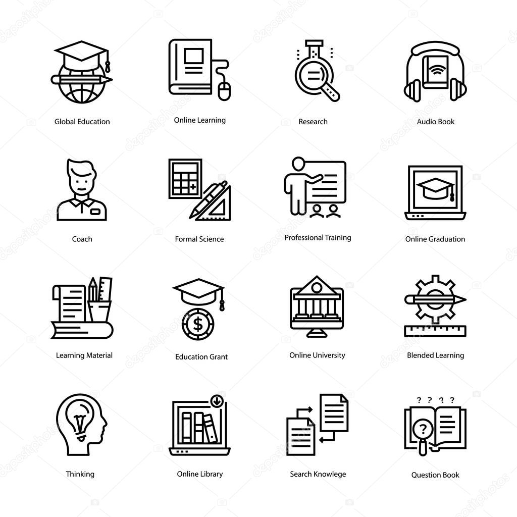 Education Line Vector Icons Collection