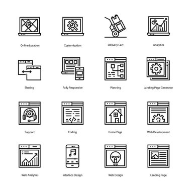 Açılış Sayfası Hattı Vektör Simgeleri
