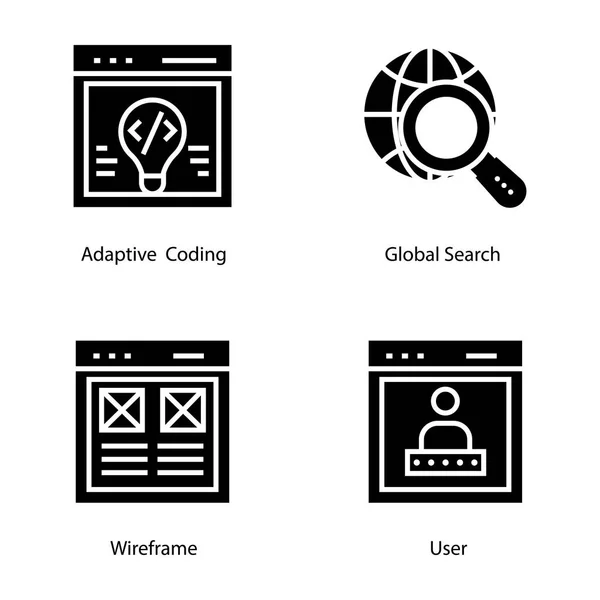 Diseño Web Glyph Vector Iconos — Vector de stock