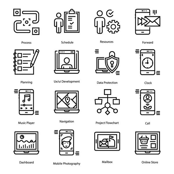 Paquete de iconos de línea de interfaz de usuario — Vector de stock