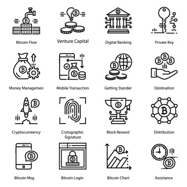 Bitcoin satır Icons Set