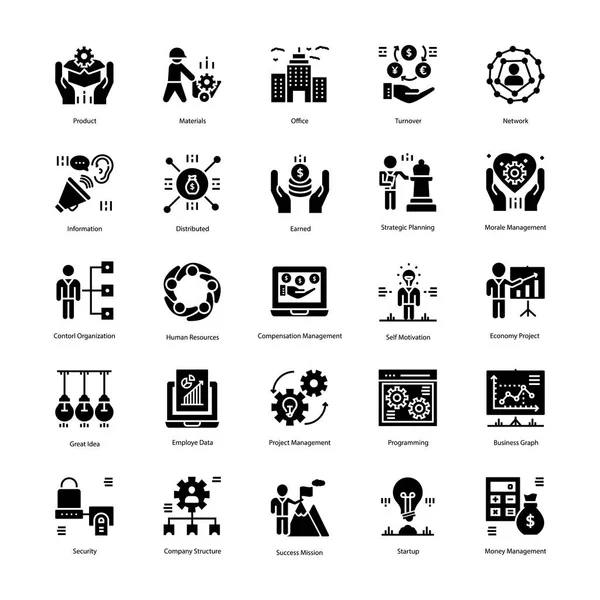 Conjunto de iconos de estrategia y gestión — Vector de stock