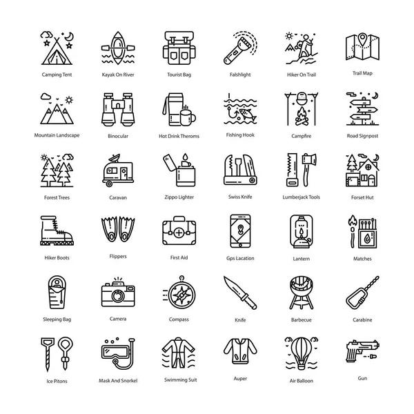 Tourism line Icons Pack — Stock Vector