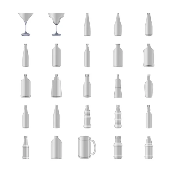 Conjunto de iconos de vasos y botellas — Vector de stock
