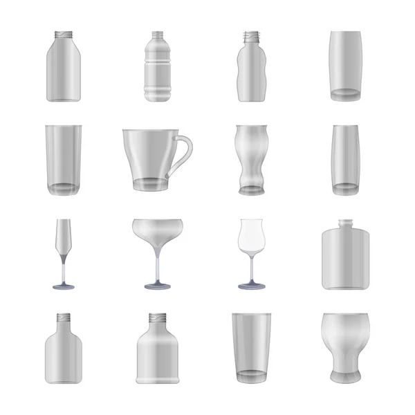 Glas och flaskor ikoner Bundle — Stock vektor