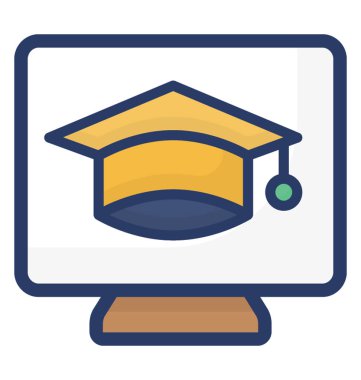 Online eğitim, düz simge tasarımı 