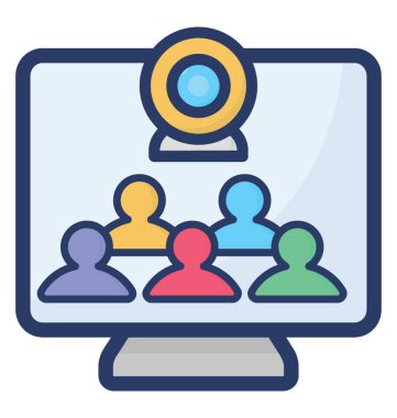 Beyaz arka plan üzerinde izole video konferans simgesi 