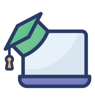 Online eğitim, düz simge tasarımı 