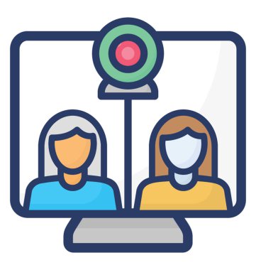 Beyaz arka plan üzerinde izole video konferans simgesi 